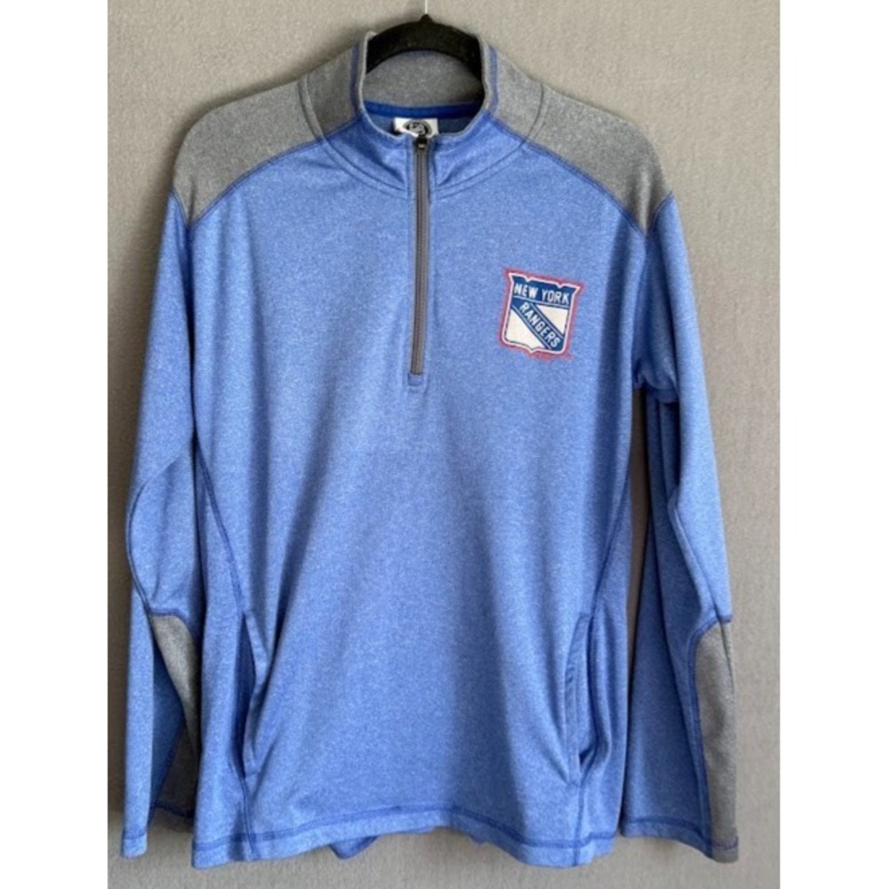 NHL New York‎ Rangers Sweatshirt Men Medium Blue 1/4 Zip Pullover Long Sleeve